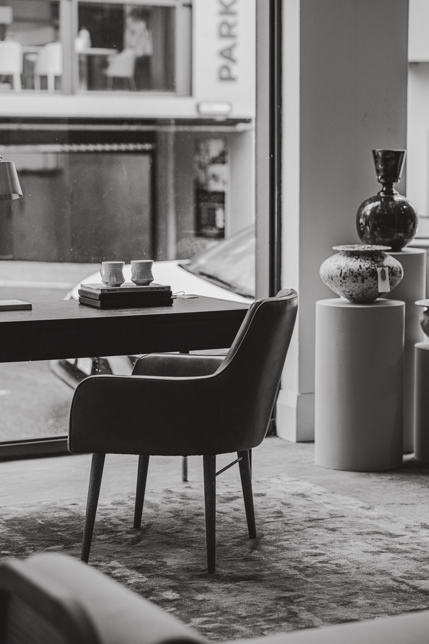 Contemporary design studio workspace and materials