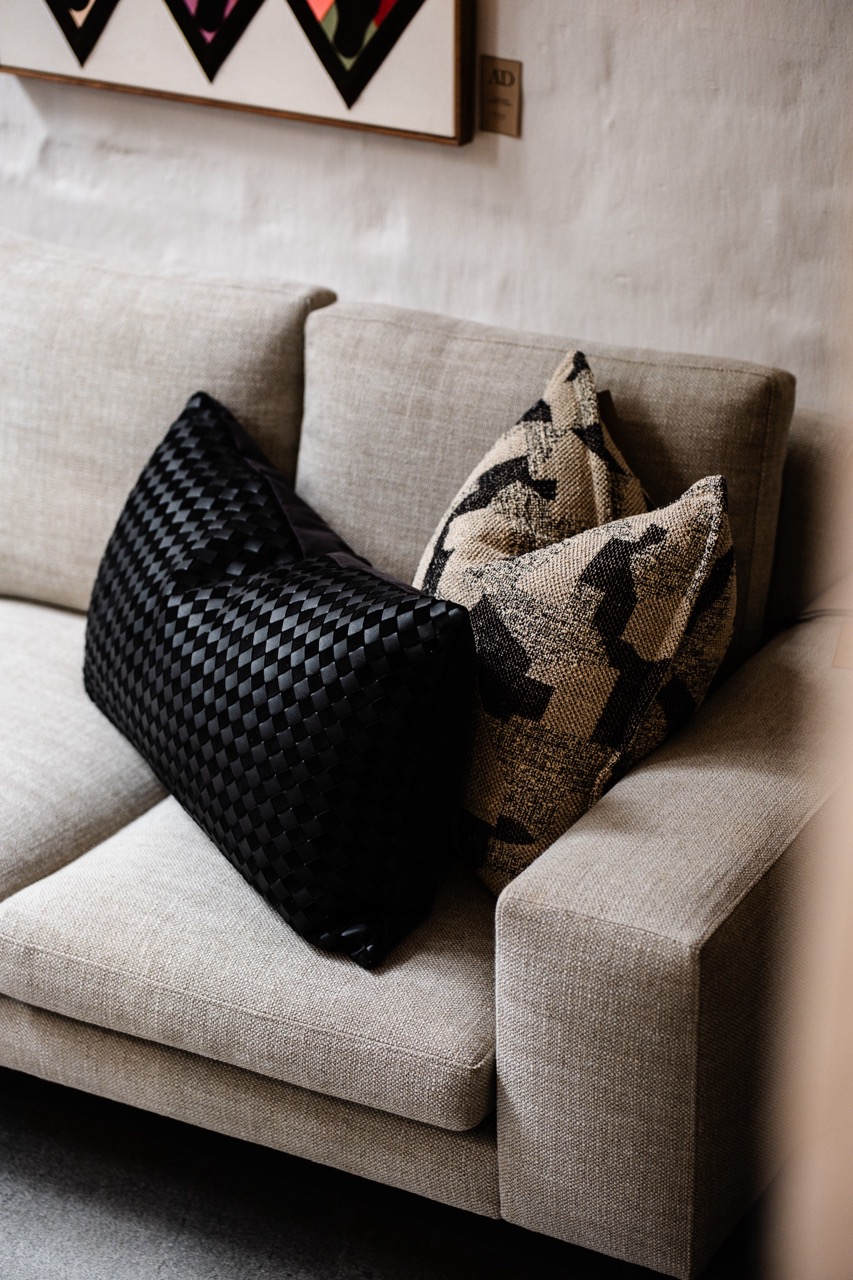 Detailed view of textile and material combinations